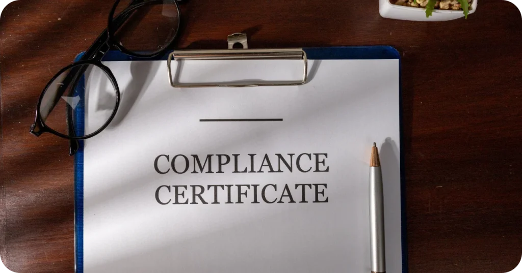 A compliance certificate for bulk organic coconut sugar exports, ensuring all food industry safety standards are met by Indonesian suppliers.