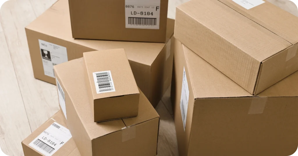 Shipping cartons ready for export, demonstrating the logistics capabilities of Indonesian organic coconut sugar manufacturers for bulk orders.